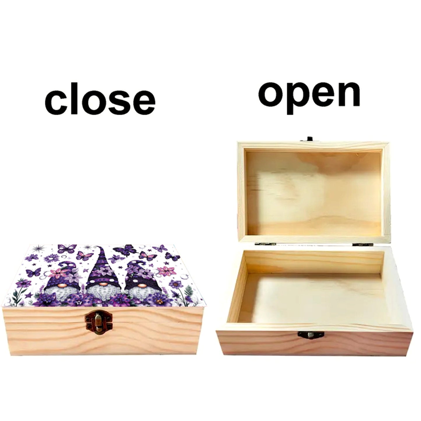 5D DIY Diamond Painting Handmade Wood Storage Box Crystal Storage Case (Gnome)