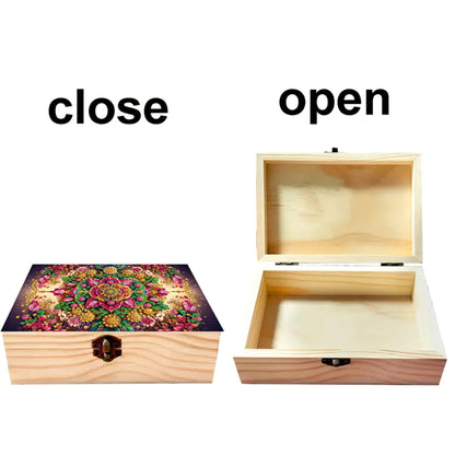 5D DIY Diamond Painting Handmade Wood Storage Box Crystal Storage Case (Pattern)