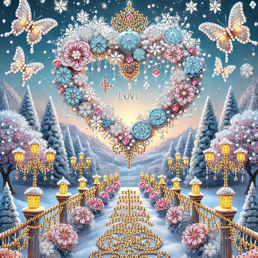 Dreamy Flower Hearts - Special Shaped Drill Diamond Painting 30*30CM