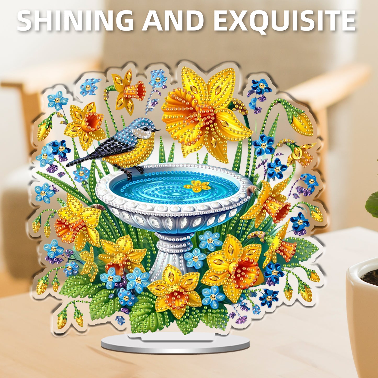 Basin DIY 2D Flat Print Acrylic Desktop Diamond Art Kits 24x22cm Desktop Decor