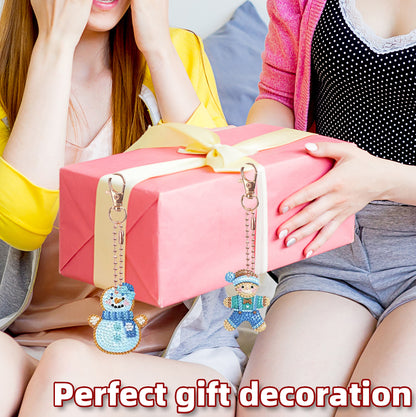 16pcs 2D DIY Double Side Diamond Painting Keychains for Decor Crafts (Winter)