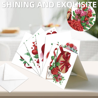 12Pcs Valentines Day Heart DIY Diamond Painting Greeting Cards for Adults Gifts