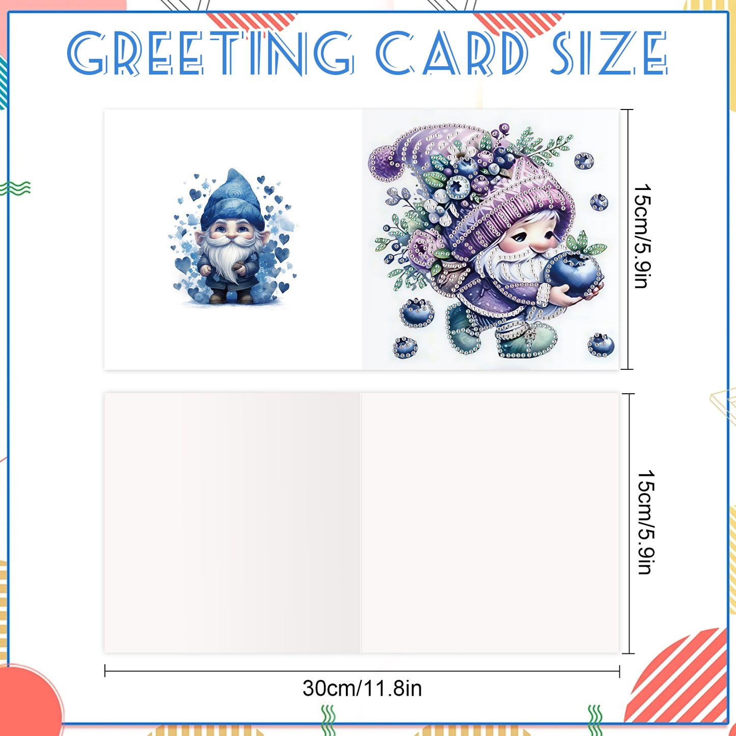 12Pcs Lavender Gnome DIY Diamond Painting Greeting Cards for Adult Holiday Gifts