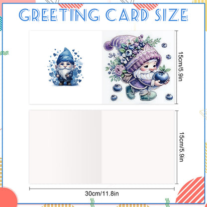 12Pcs Lavender Gnome DIY Diamond Painting Greeting Cards for Adult Holiday Gifts