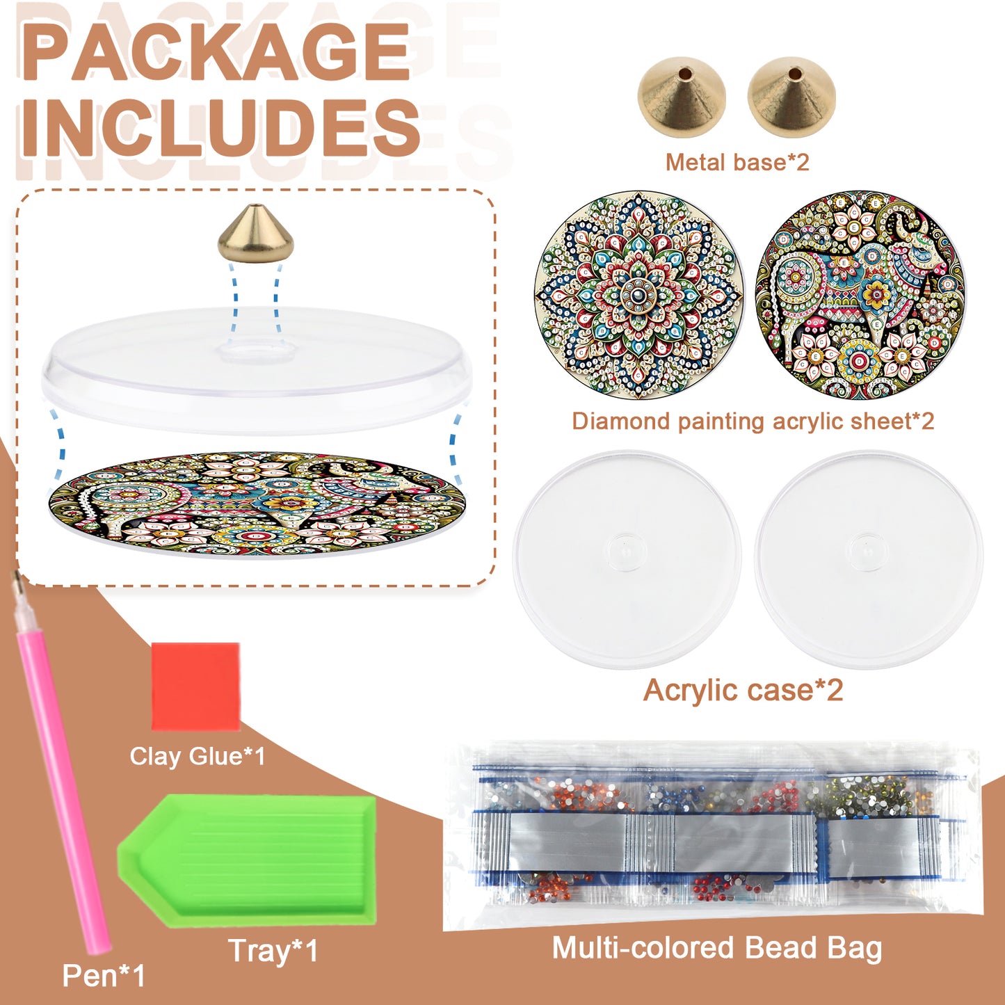 4pcs DIY Diamond Painting Incense Tray Incense Burner Stick Holder (Mandala)