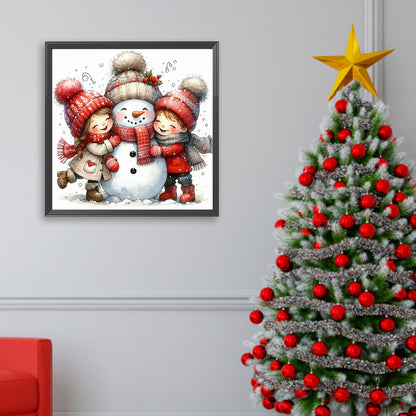Snowman Building - Full Square Drill Diamond Painting 30*30CM