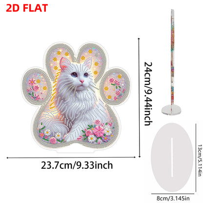 Cat Paw DIY 2D Flat Acrylic Diamond Painting Desktop Ornaments Kit 24*22cm Home