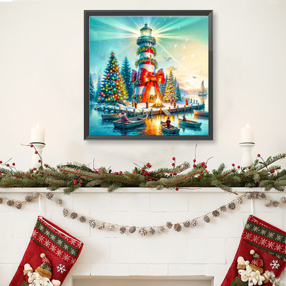 Christmas Lighthouse - Full Round Drill Diamond Painting 40*40CM
