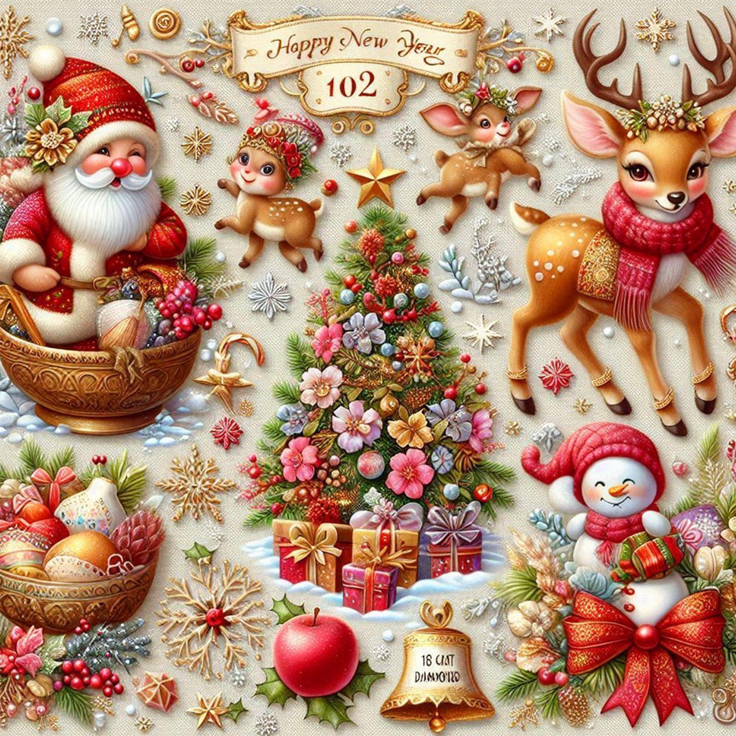 Christmas Atmosphere - Full Round Drill Diamond Painting 40*40CM