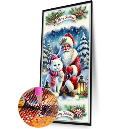 Santa Claus And Cat - Full Round Drill Diamond Painting 40*70CM
