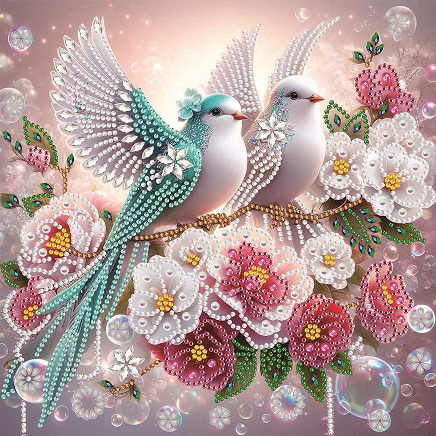 Flowers Bluebird - Special Shaped Drill Diamond Painting 30*30CM