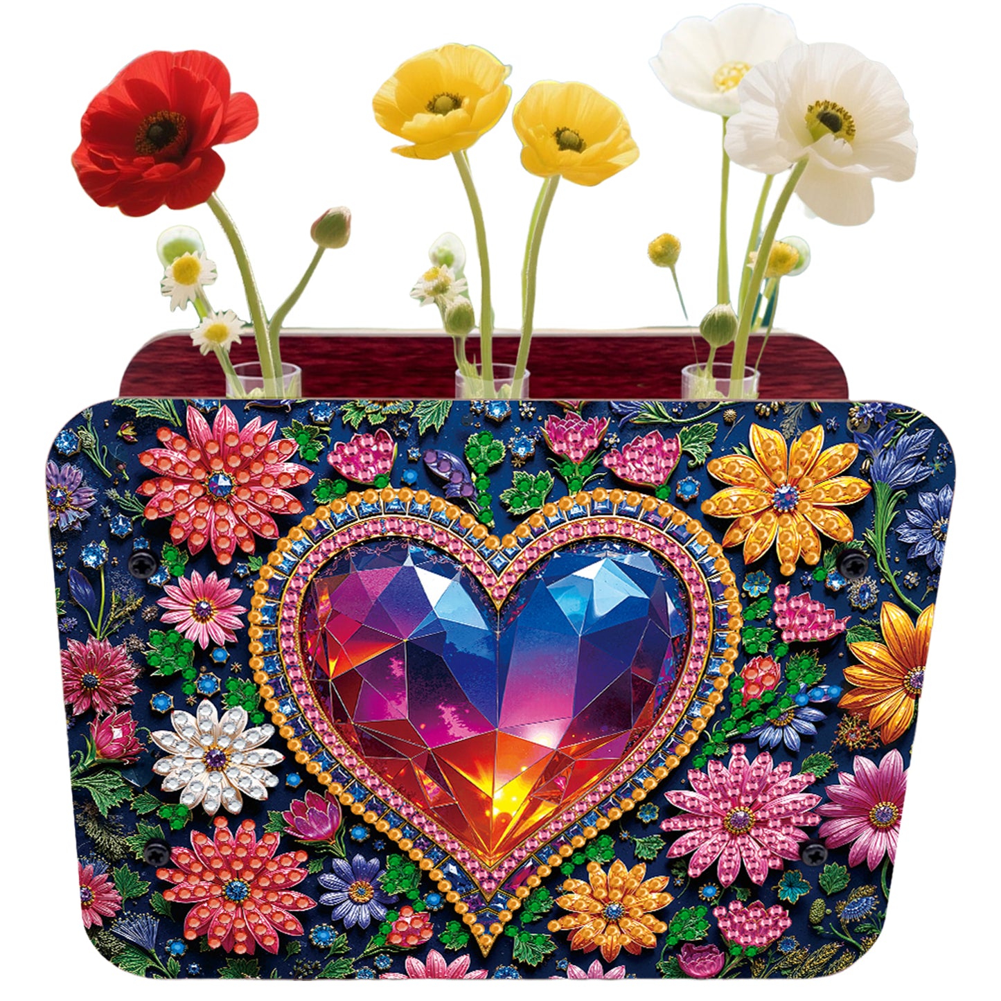 Gem Heart DIY Diamond Painting Wooden Tube Vase for Adults Gift Idea Home Decor