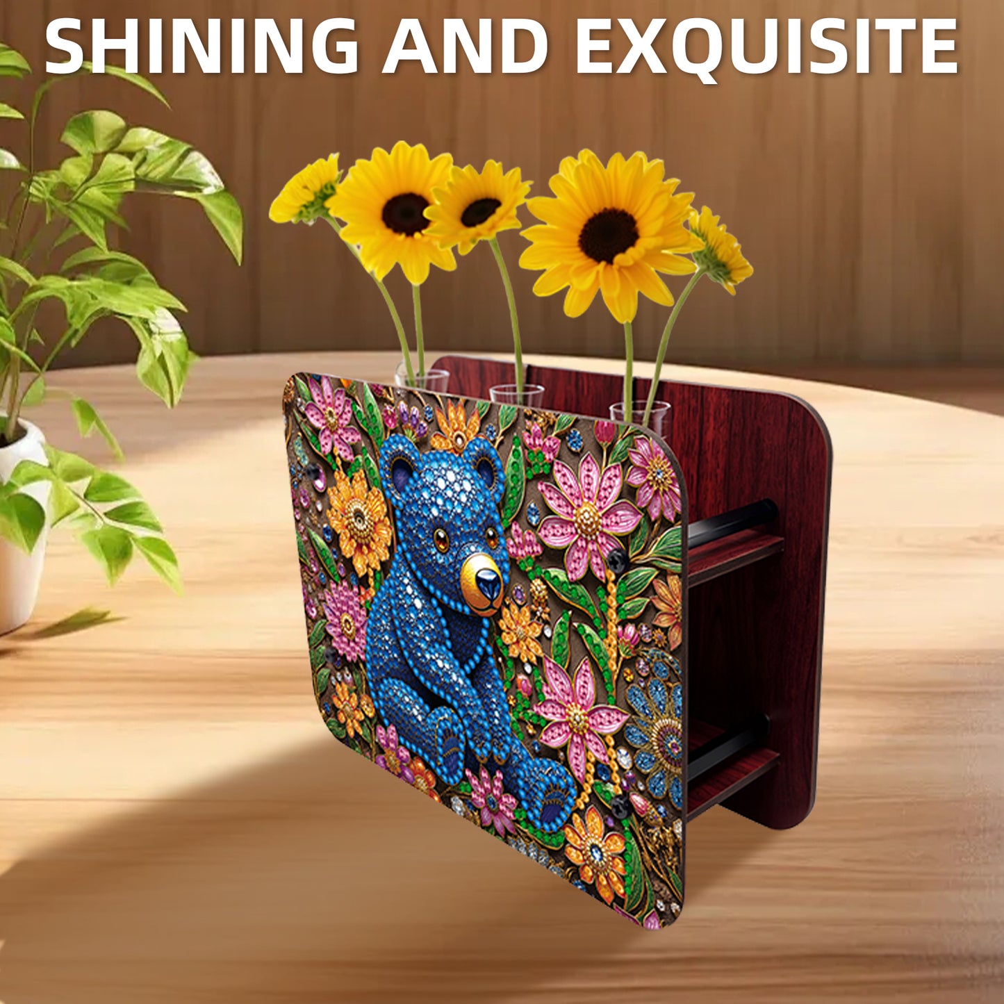 Gem Bear DIY Diamond Painting Wooden Tube Vase for Adults Gift Idea Home Decor