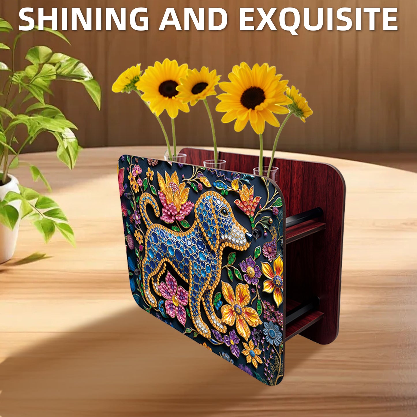 Gem Dog DIY Diamond Painting Wooden Tube Vase for Adults Gift Idea Home Decor