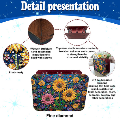 Gem Sunflower DIY Diamond Painting Wooden Tube Vase for Adults Gift Home Decor