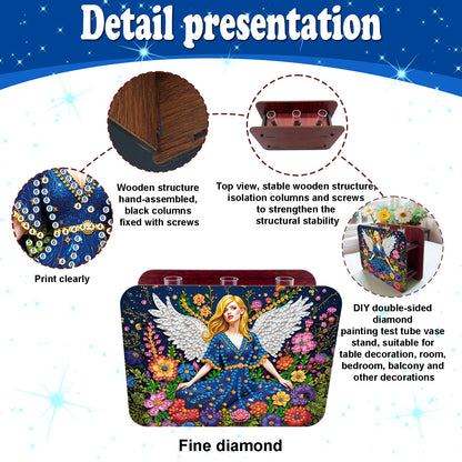 Angel Girl DIY Diamond Painting Wooden Tube Vase for Adults Gift Idea Home Decor