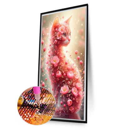 Flowers And Cats - Full Round Drill Diamond Painting 40*70CM