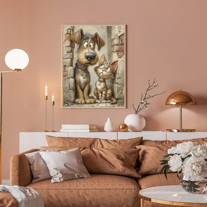 Cute Cats And Dogs - Full Round Drill Diamond Painting 30*40CM