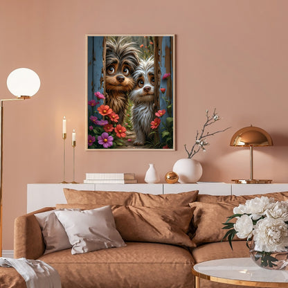 Cute Dogs - Full Round Drill Diamond Painting 30*40CM