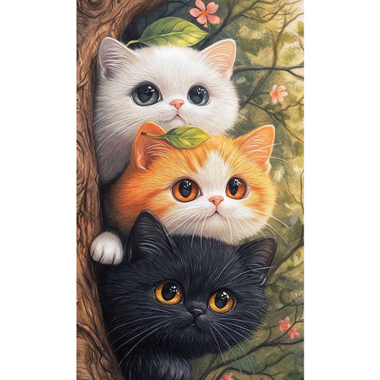 Tricolor Kitten - Full Round Drill Diamond Painting 30*50CM
