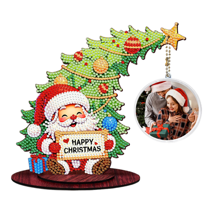 Santa Claus Photo Xmas Tree 5D DIY Diamond Art Tabletop Wood Decoration Ornament