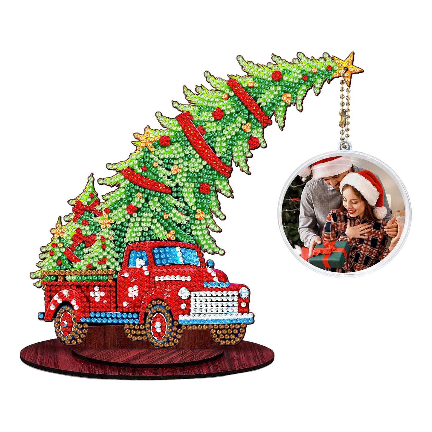 Photo Christmas Tree 5D DIY Diamond Art Tabletop Wood Decorations Ornament Kits