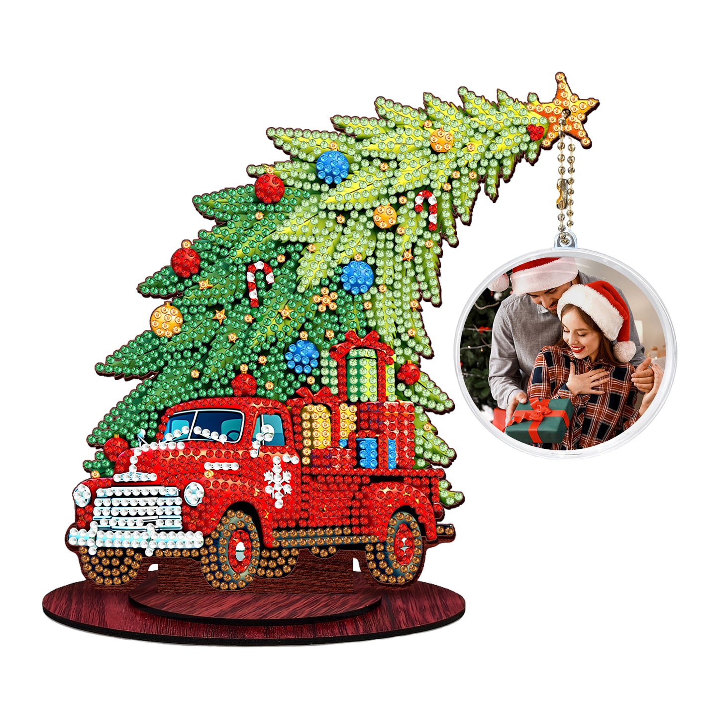Photo Christmas Tree 5D DIY Diamond Art Tabletop Wood Decorations Ornament Kits