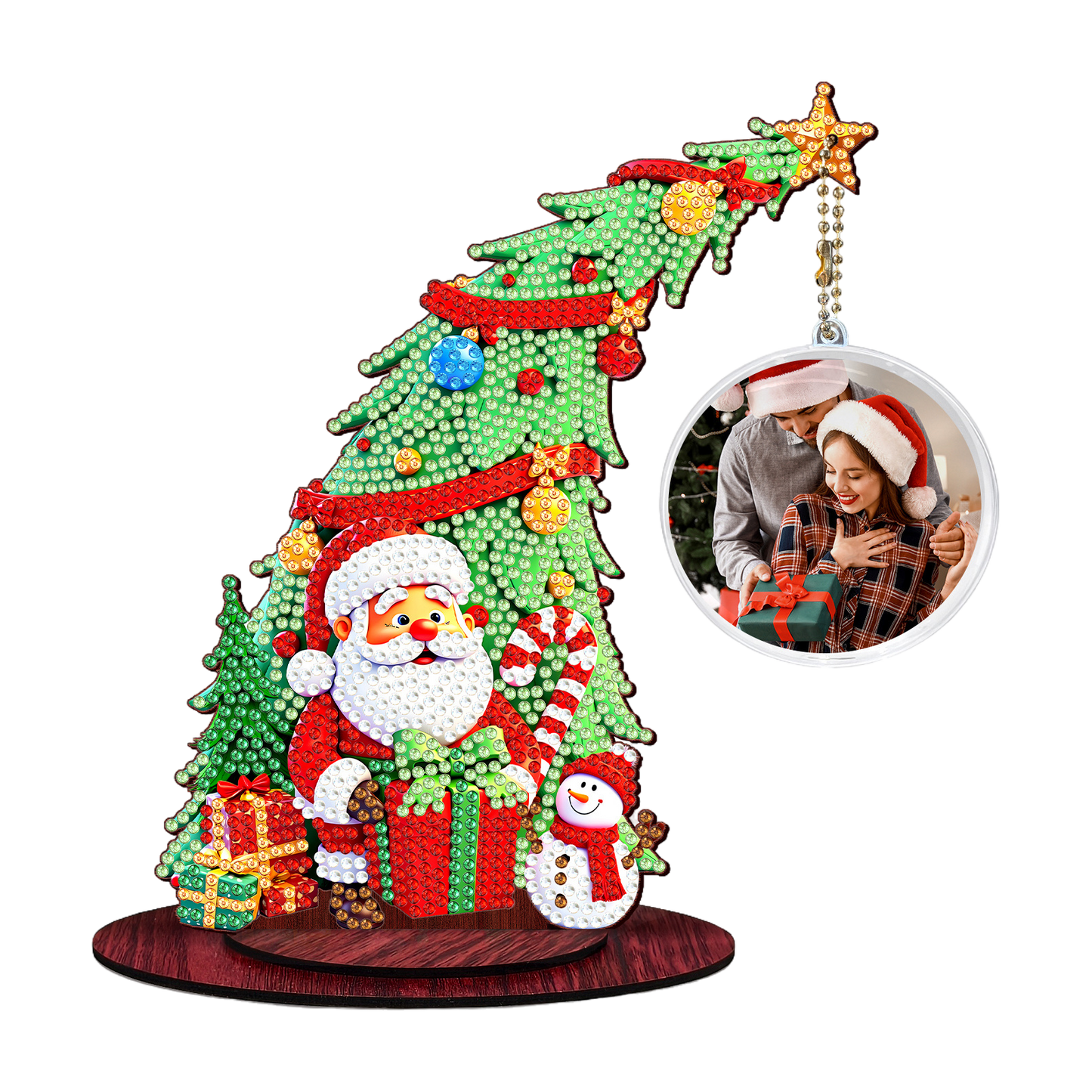 Santa Claus Photo Xmas Tree 5D DIY Diamond Art Tabletop Wood Decoration Ornament