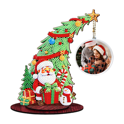 Santa Claus Photo Xmas Tree 5D DIY Diamond Art Tabletop Wood Decoration Ornament