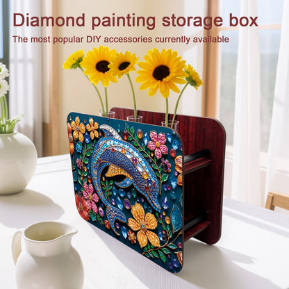 Dolphin DIY Flower Vase Wooden Double Sided Desktop Diamond Art Kit Home Decor