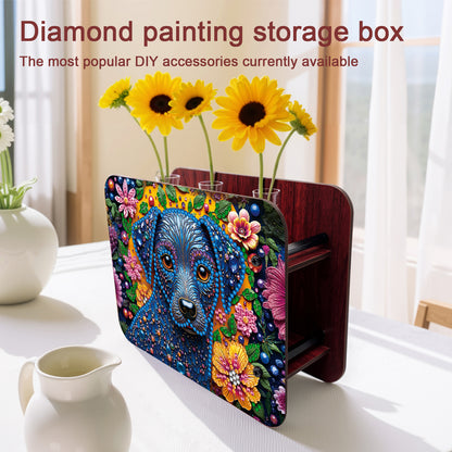 Dog DIY Flower Vase Wooden Double Sided Desktop Diamond Art Kit for Home Decor