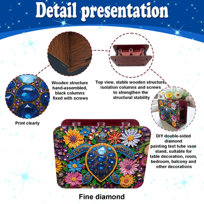 Turtle DIY Flower Vase Wooden Double Sided Desktop Diamond Art Kit Home Decor