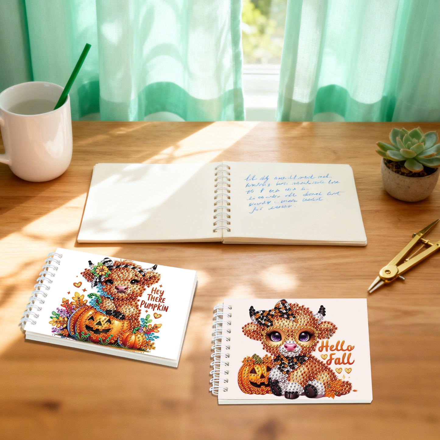 2 Pack Autumn Yak DIY Diamond Art Spiral Notebook Kit 80Pages No Lines Gifts