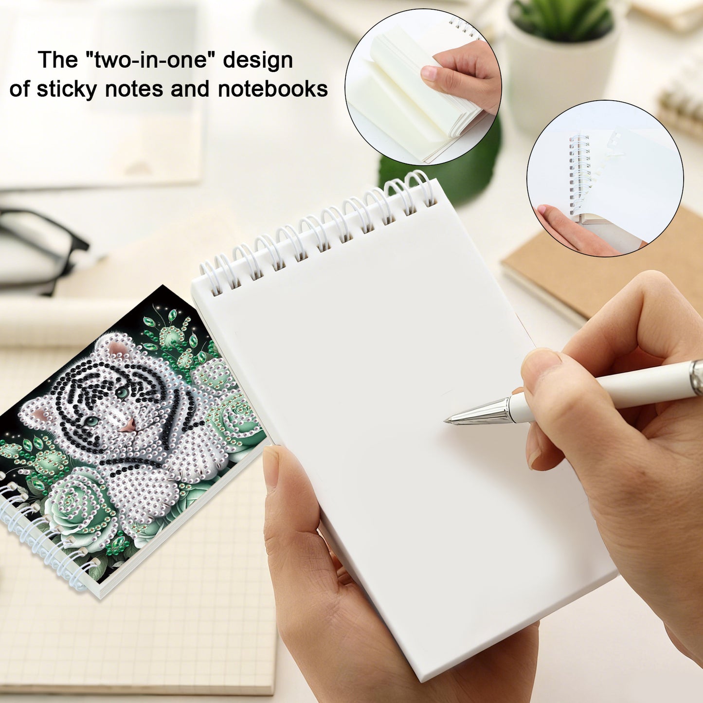 2 Pack Tiger DIY Diamond Art Spiral Notebook Kit 80Pages No Lines for Adults