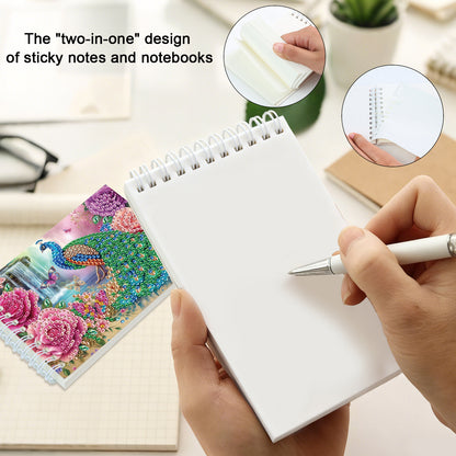 2 Pack Peacock DIY Diamond Art Spiral Notebook Kit 80Pages No Lines for Adults