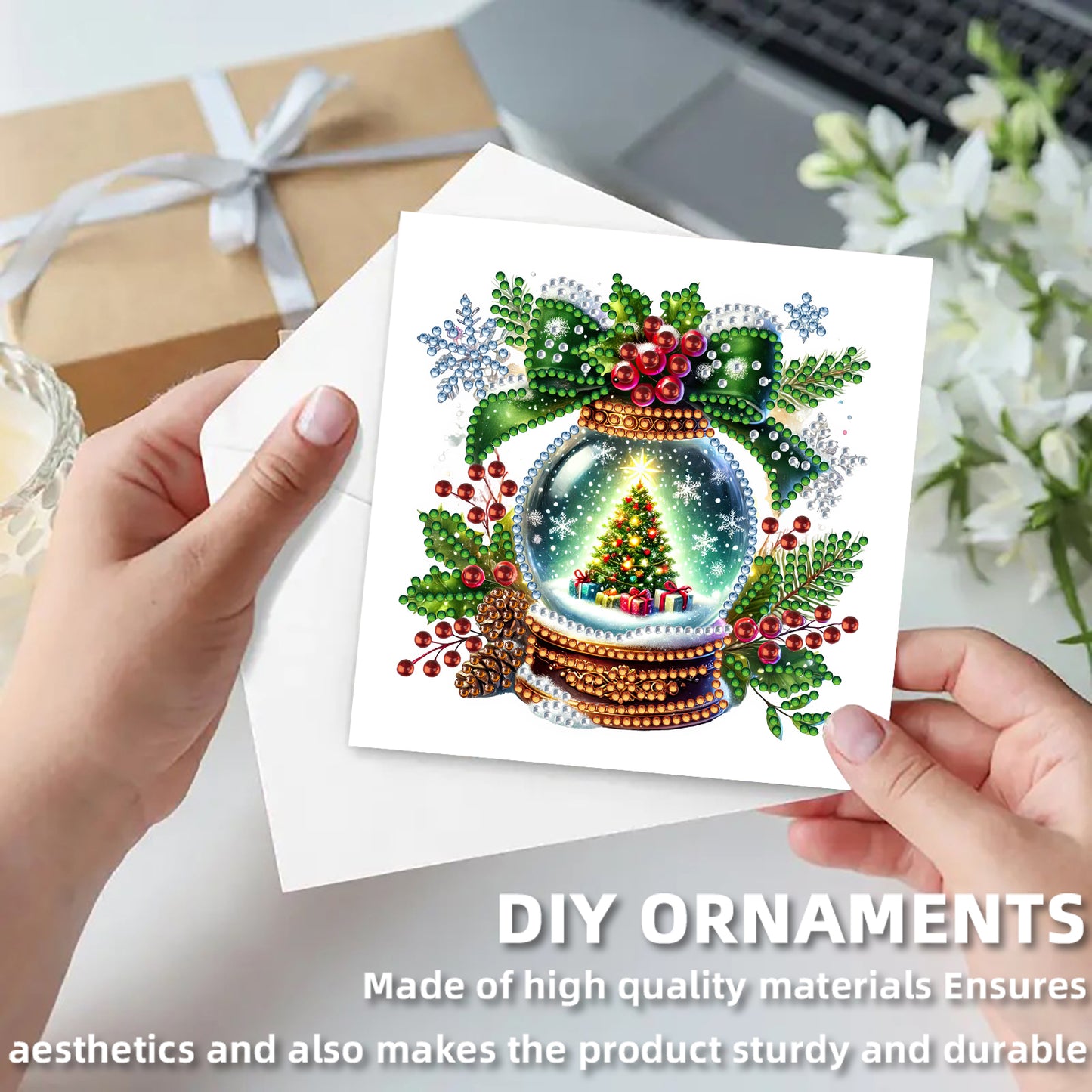 12Pcs Xmas Lighthouse DIY Diamond Painting Greeting Cards for Adult Holiday Gift