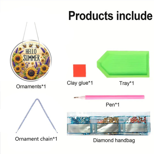 Bee 2D Flat DIY Acrylic Diamond Painting Pendants Crafts Kit Home Wall Decor