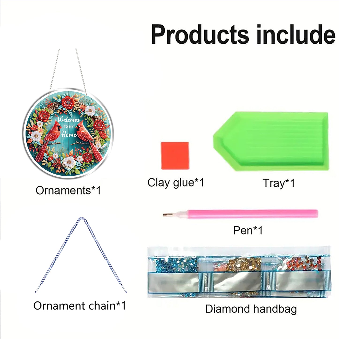 Home 2D Flat DIY Acrylic Diamond Painting Pendants Crafts Kit Home Wall Decor