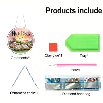 Resurrection 2D Flat DIY Acrylic Diamond Painting Pendants for Home Wall Decor