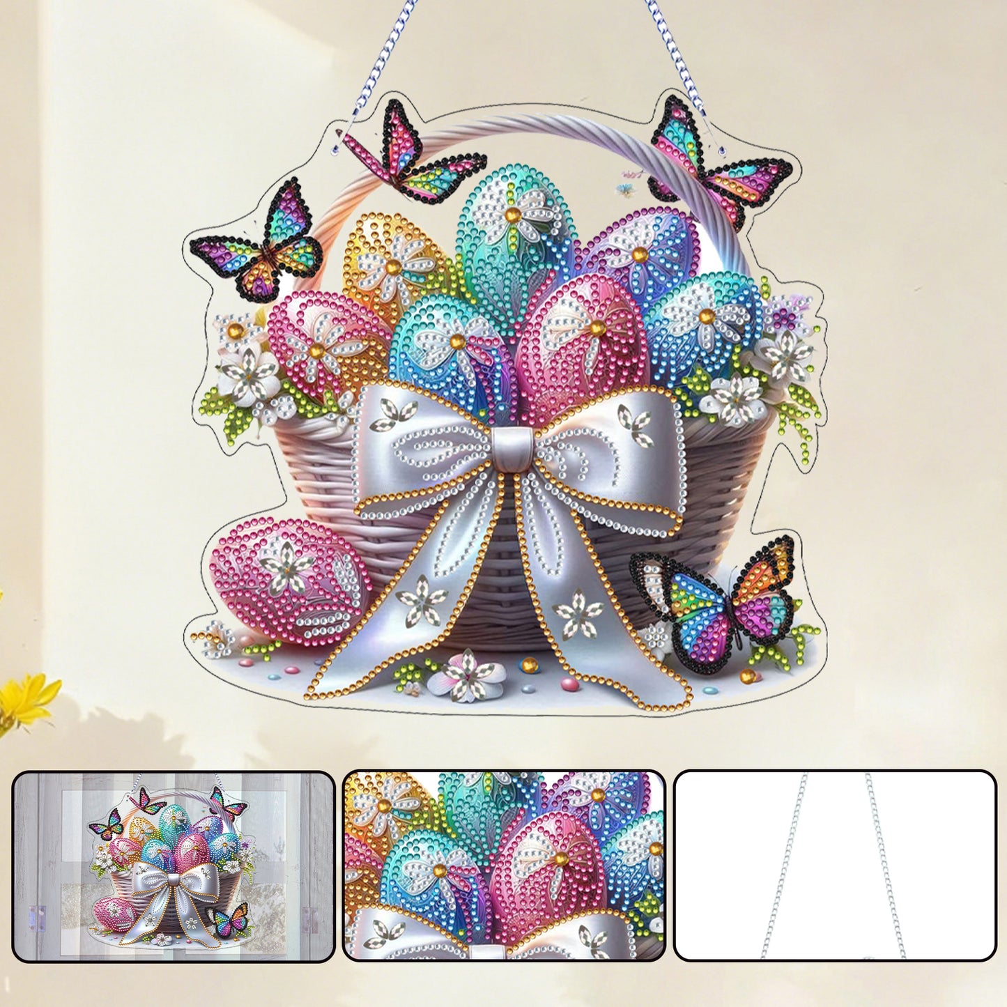 Easter 2D Flat DIY Hanging Diamond Art Ornament Home Window Pendant (Easter Egg)