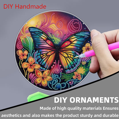Flower Bird 2D Flat DIY Hanging Diamond Art Ornament Window Pendant (Butterfly)