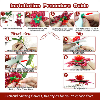 8Pcs 3D Orange Artificial Flowers DIY Desktop Diamond Art Kit Adults Home Decor
