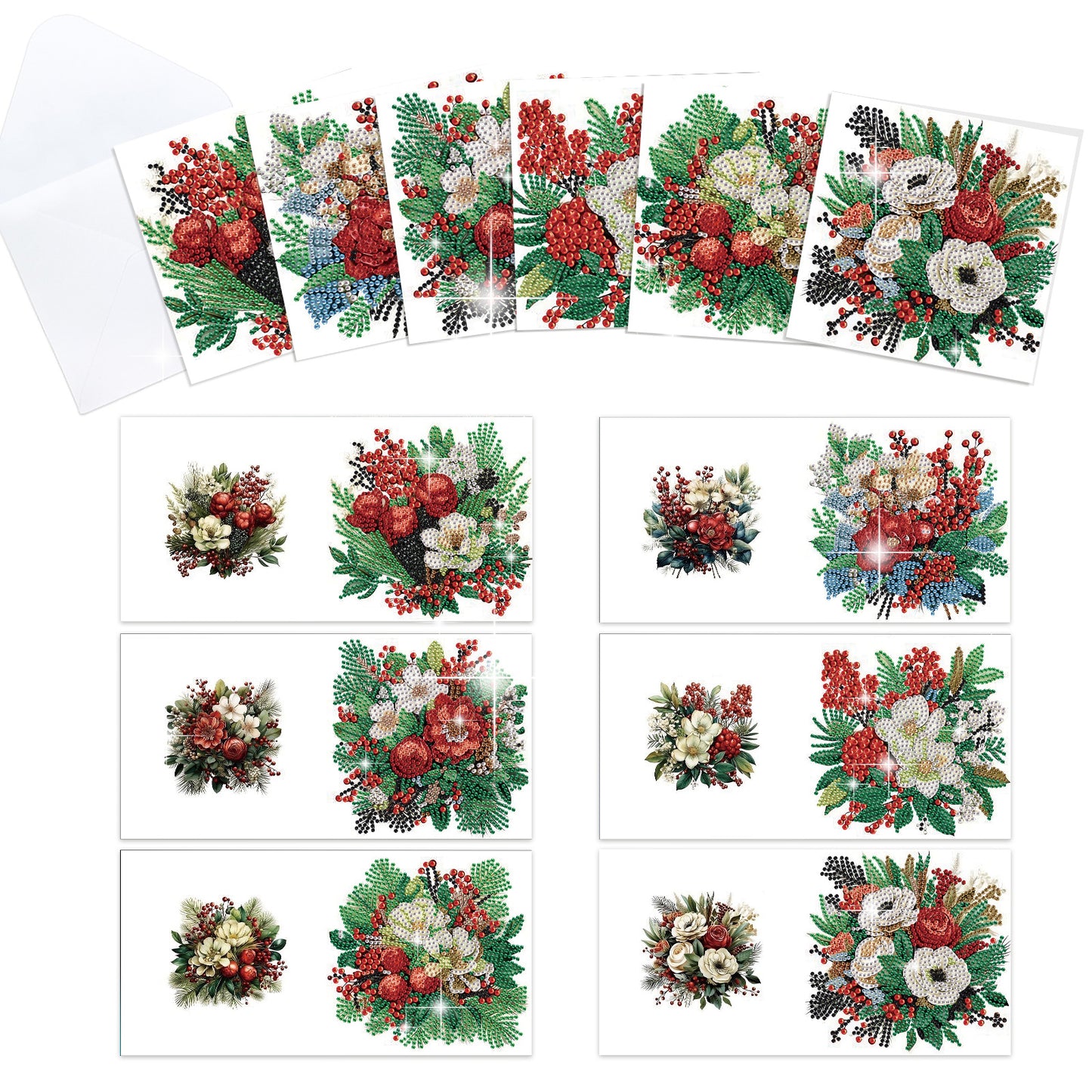 12pcs Bird Pattern DIY Diamond Art Greeting Cards with Envelope for Festivals