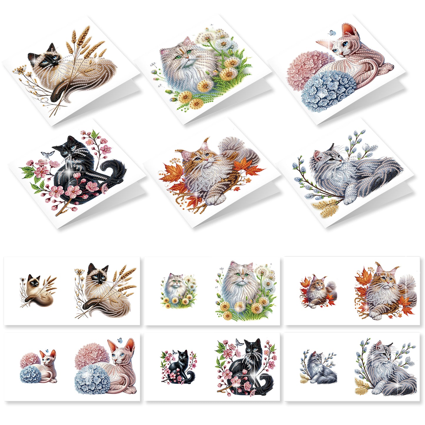 12pcs Flowerbed Pattern DIY Diamond Art Greeting Cards w/Envelope for Festivals