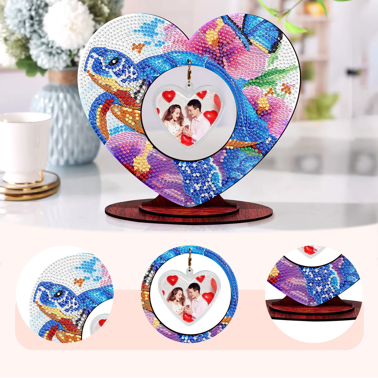 2D Flatt DIY Wooden Sea Turtle Desktop Diamond Art Ornament Kits Home Decor