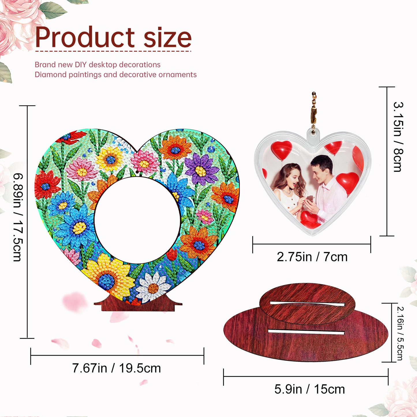 2D Flatt DIY Wooden Small Flower Desktop Diamond Art Ornament Kits Home Decor