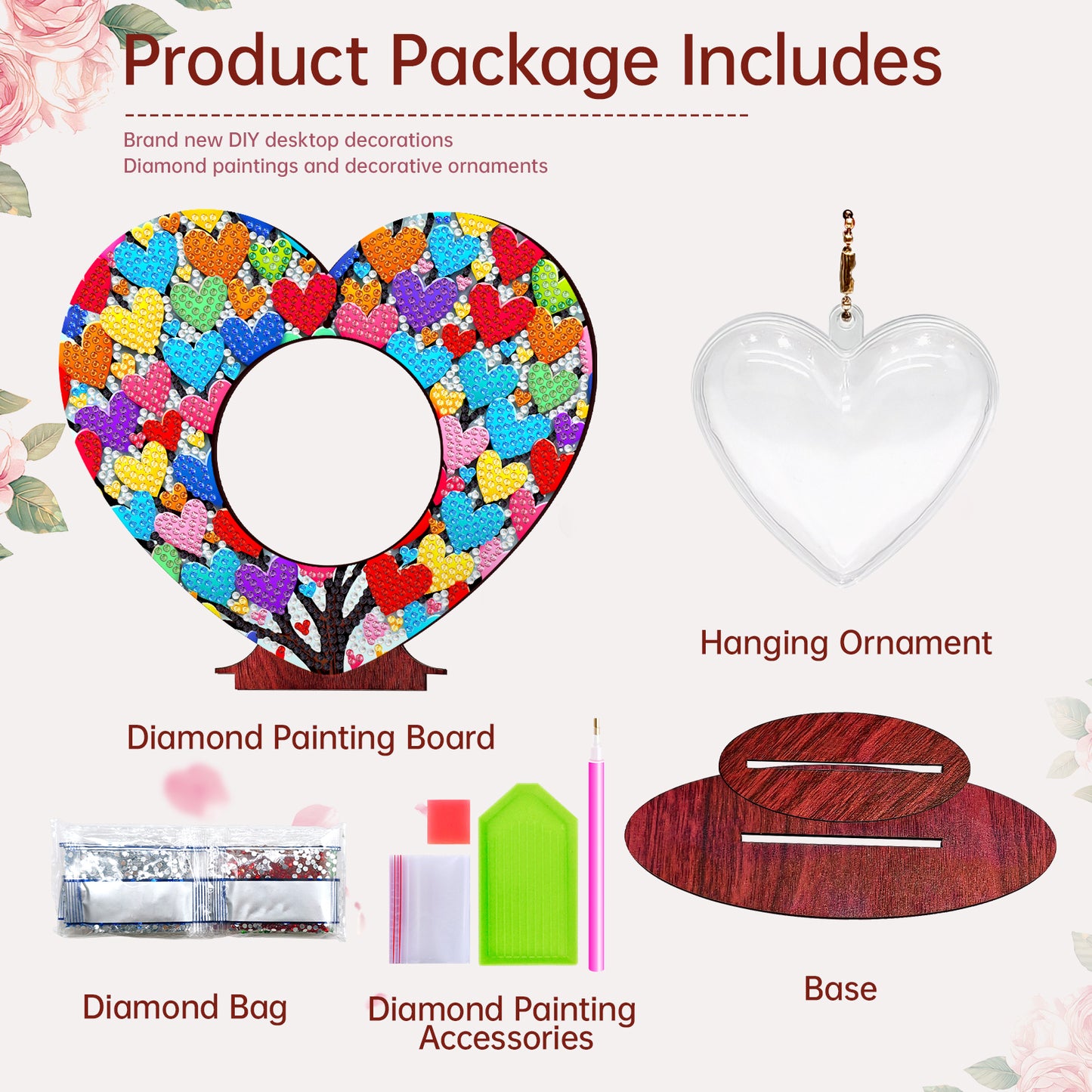 2D Flatt DIY Wooden Love Tree Desktop Diamond Art Ornament Kits Home Decor