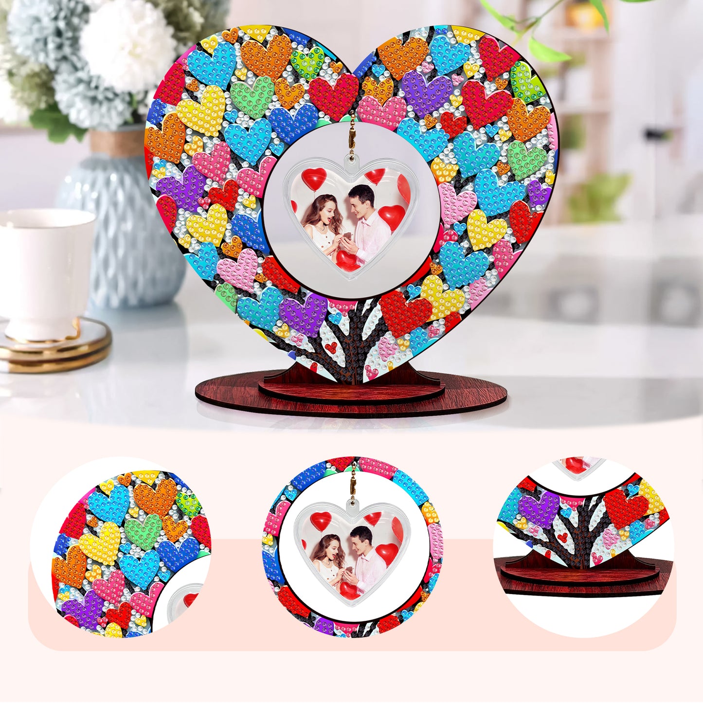 2D Flatt DIY Wooden Love Tree Desktop Diamond Art Ornament Kits Home Decor