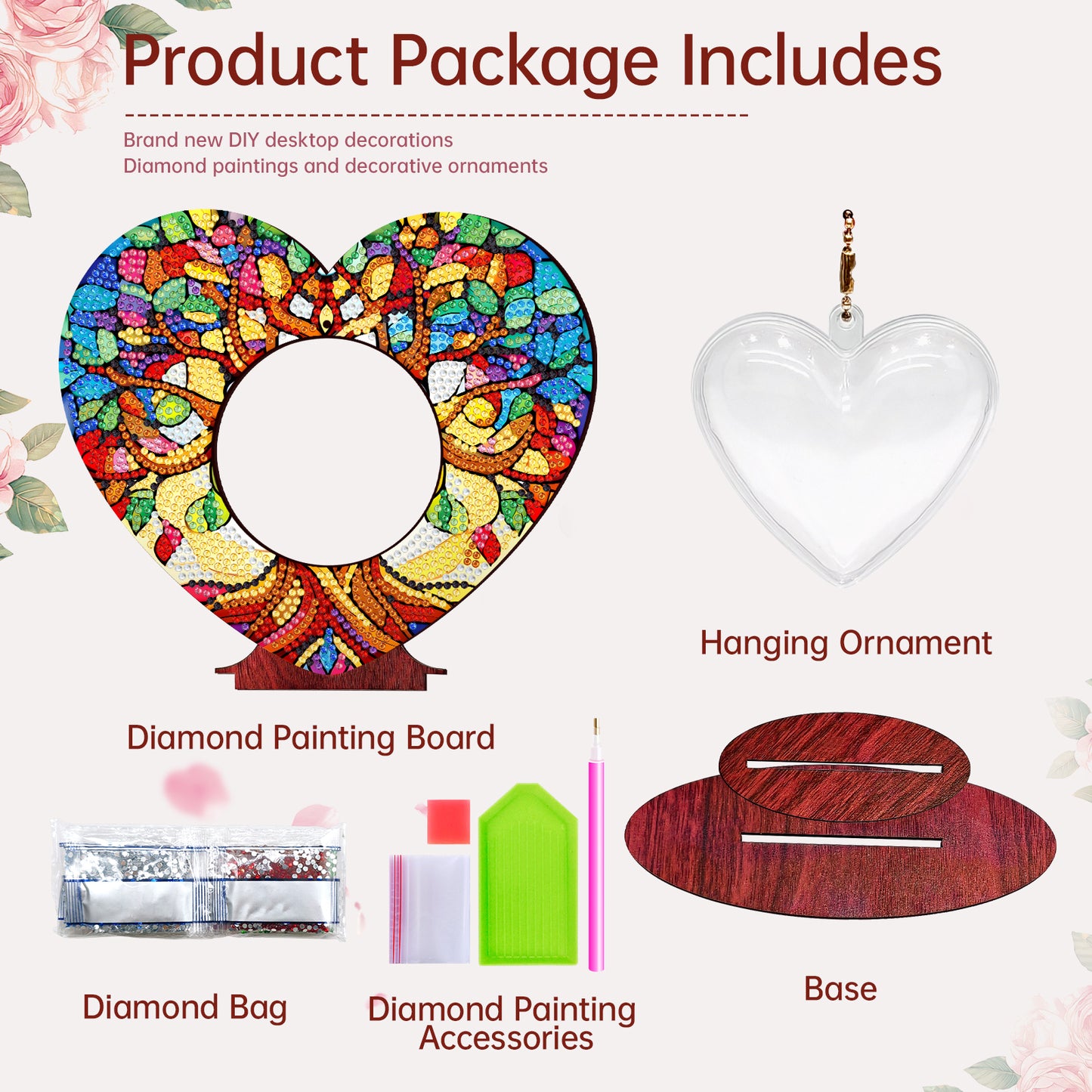 2D Flatt DIY Wooden Anima Tree Desktop Diamond Art Ornament Kits Home Decor