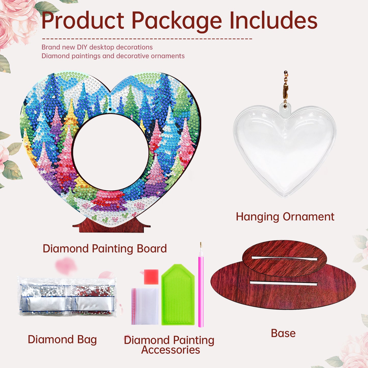 2D Flatt DIY Wooden Forest Desktop Diamond Art Ornament Kits Home Decor